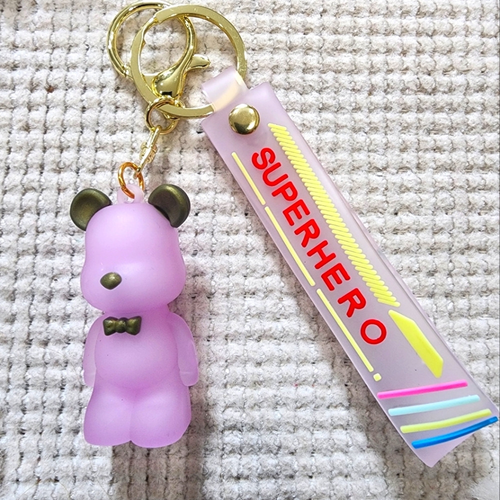 🆕️ PURPLE Bear Superhero Key chain, 2 inches